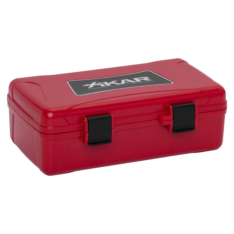 Xikar 10 Cigar Travel Humidor Case, Rugged, Airtight, Watertight, Stainless Steel Hinges, Red - Image 1